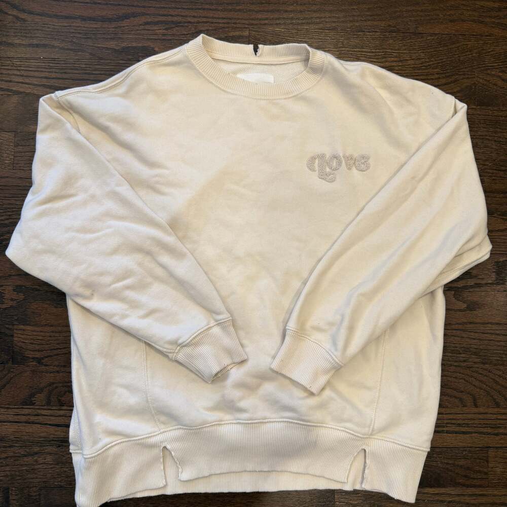 Aerie Love Oversized Distressed Graphic Crewneck Sweatshirt XS